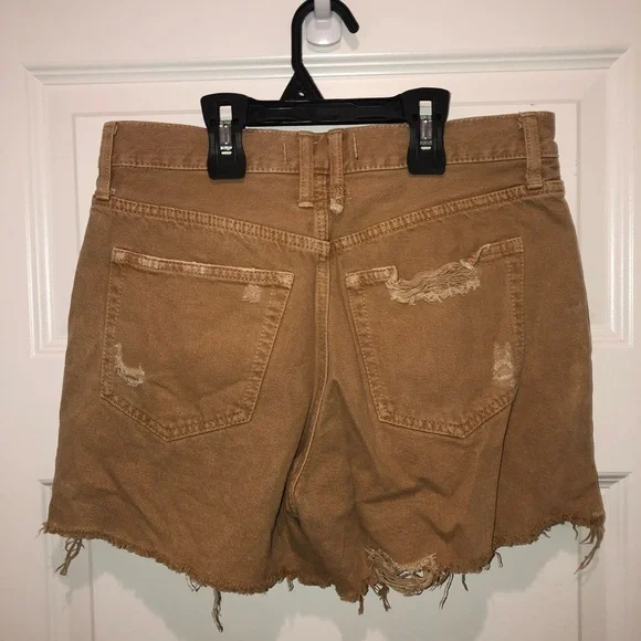 We The Free by Free People Brown Makai Cutoff High Rise Jeans Shorts sz 28 - Picture 5 of 5